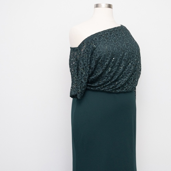 Betsy & Adam -  Lace-Top Asymmetric Long Dress - Picture 9 of 14